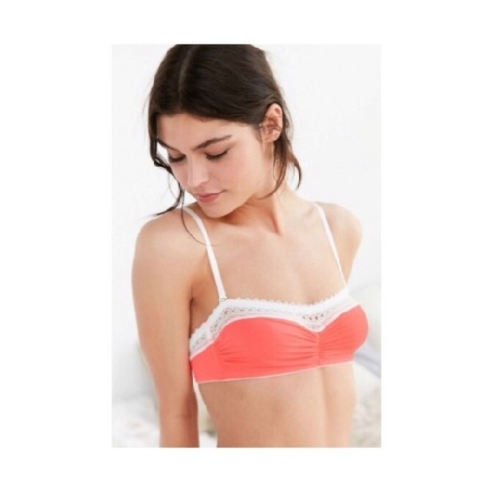 Coral & White Lace Bralet